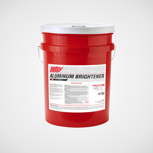 Advanced Formula Aluminum Brightener Detergent in a red 5 gallon bucket