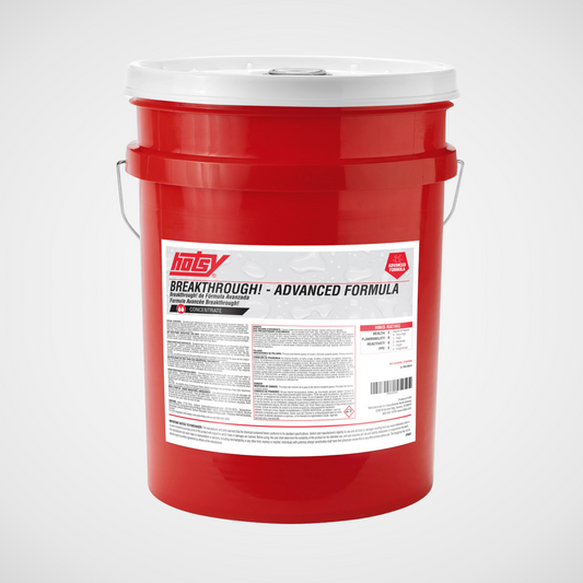 Breakthrough Advanced Formula detergent in red 5 Gallon bucket on white background