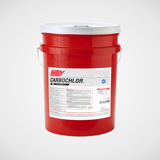 Carbochlor detergent in a red 5 gallon bucket