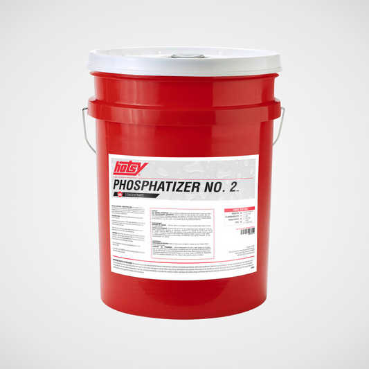 Phosphatizer #2 detergent in a red 5 gallon bucket