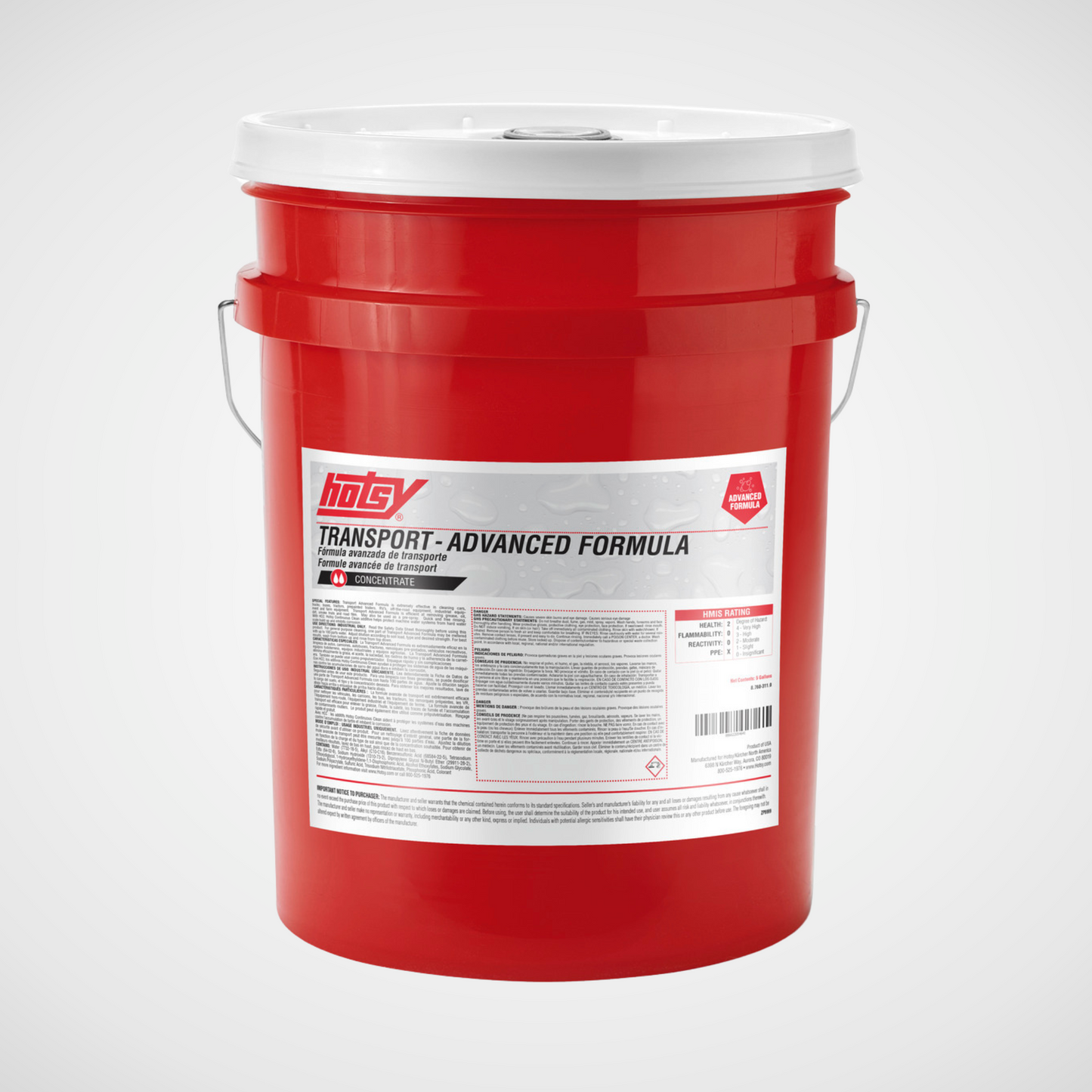 Transport Advanced Formula 5 gallon red bucket on white background