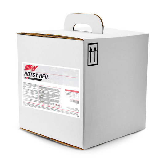 Hotsy Red detergent in a white cardboard box