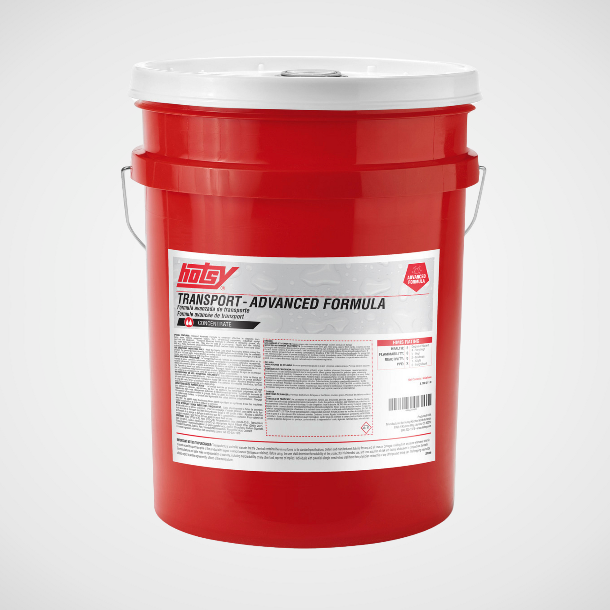 Transport Advanced Formula 5 gallon red bucket on white background