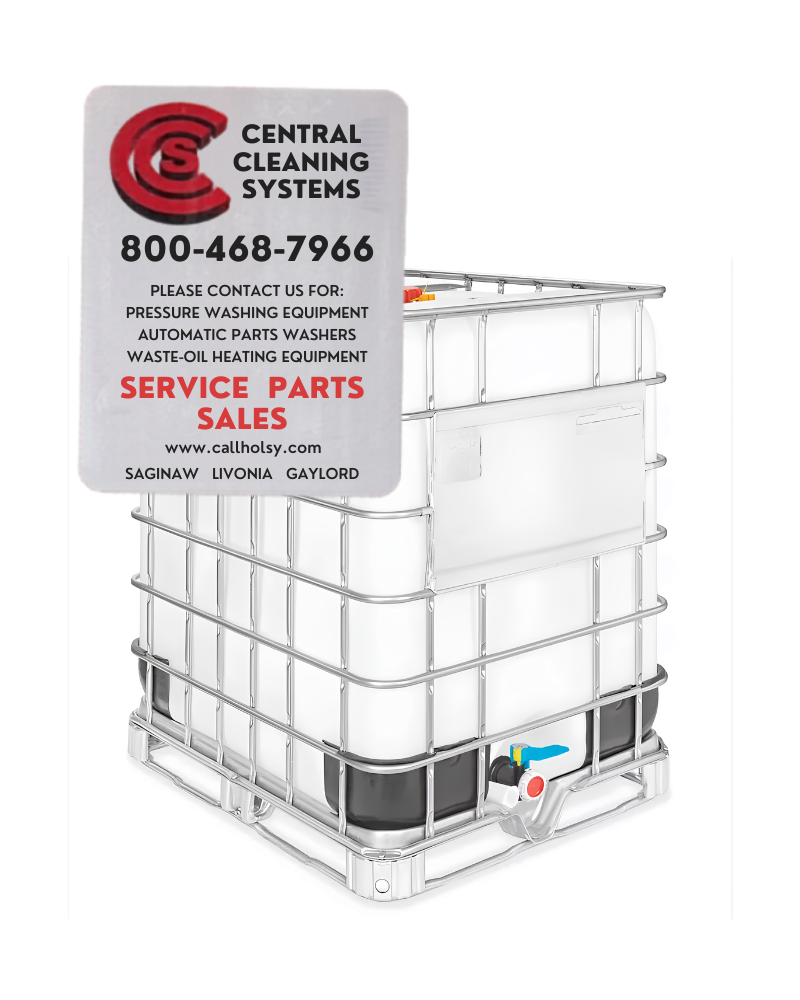 Central Cleaning Systems container with contact information on a white background