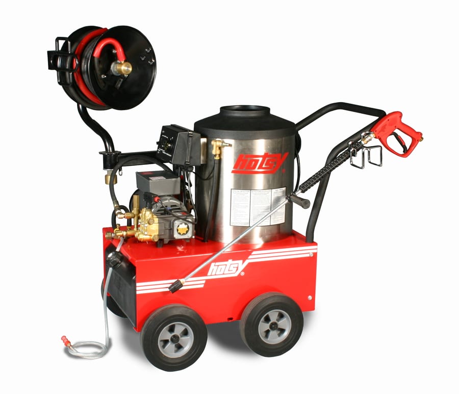 Hotsy 555SS hot water pressure washer on white background