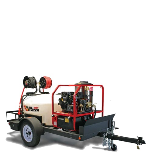 hotsy pressure washer trailer on white background